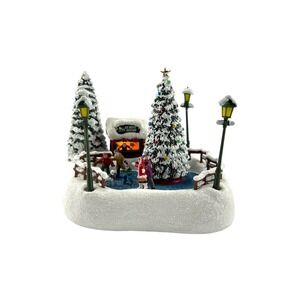 2024 Thomas Kinkade Teleflora Lighted Skating Pond Oh What Fun Christmas NOS
